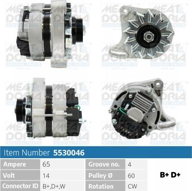 Meat & Doria 5530046 - Alternator autospares.lv