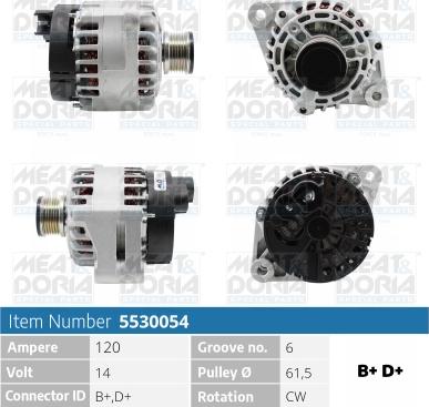 Meat & Doria 5530054 - Alternator autospares.lv