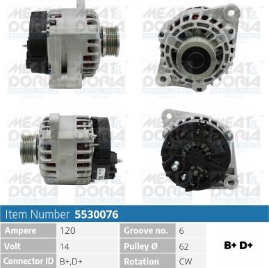 Meat & Doria 5530076 - Alternator autospares.lv