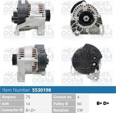 Meat & Doria 5530198 - Alternator autospares.lv