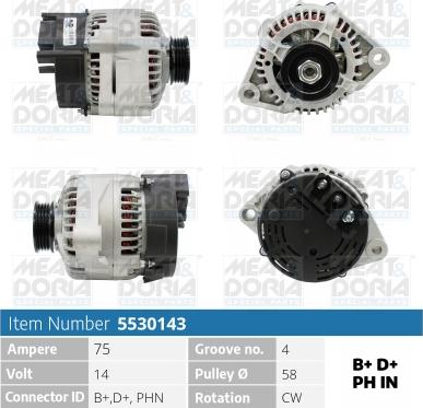 Meat & Doria 5530143 - Alternator autospares.lv