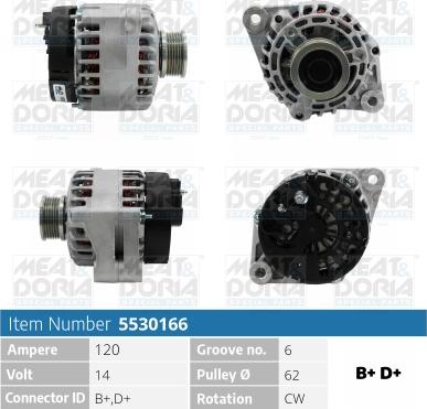 Meat & Doria 5530166 - Alternator autospares.lv