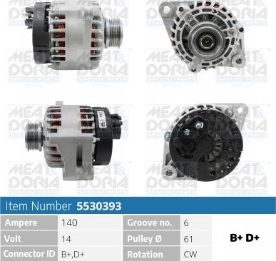 Meat & Doria 5530393 - Alternator autospares.lv