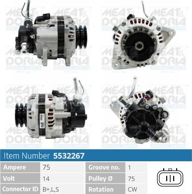 Meat & Doria 5532267 - Alternator autospares.lv