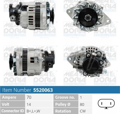 Meat & Doria 5520063 - Alternator autospares.lv