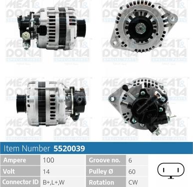 Meat & Doria 5520039 - Alternator autospares.lv