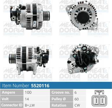 Meat & Doria 5520116 - Alternator autospares.lv