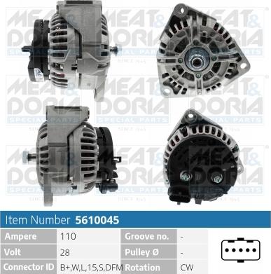 Meat & Doria 5610045 - Alternator autospares.lv