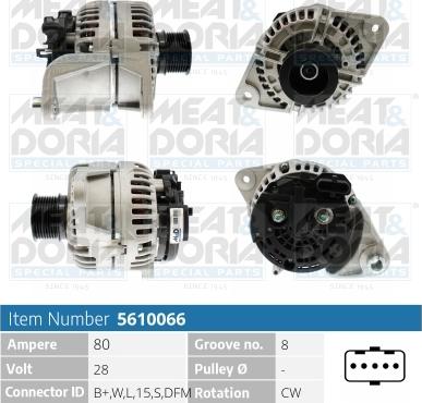 Meat & Doria 5610066 - Alternator autospares.lv