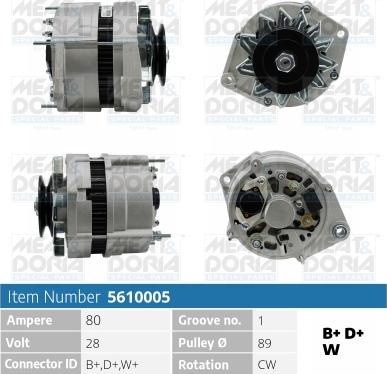 Meat & Doria 5610005 - Alternator autospares.lv