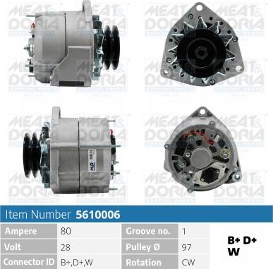 Meat & Doria 5610006 - Alternator autospares.lv