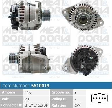 Meat & Doria 5610019 - Alternator autospares.lv