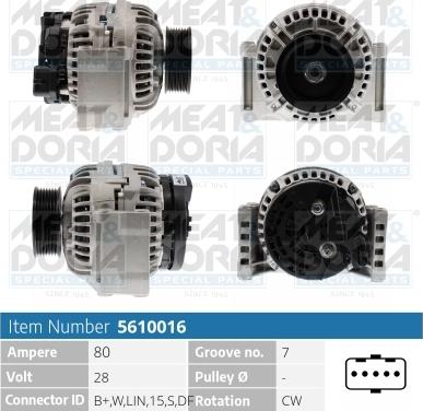 Meat & Doria 5610016 - Alternator autospares.lv