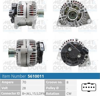 Meat & Doria 5610011 - Alternator autospares.lv