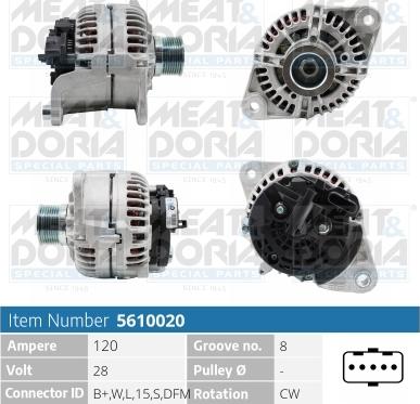 Meat & Doria 5610020 - Alternator autospares.lv