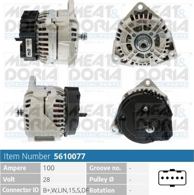 Meat & Doria 5610077 - Alternator autospares.lv