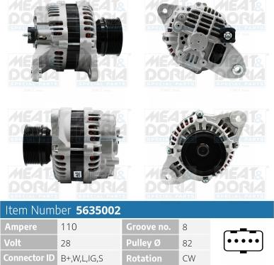 Meat & Doria 5635002 - Alternator autospares.lv