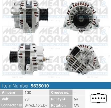 Meat & Doria 5635010 - Alternator autospares.lv