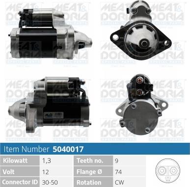 Meat & Doria 5040017 - Starter autospares.lv