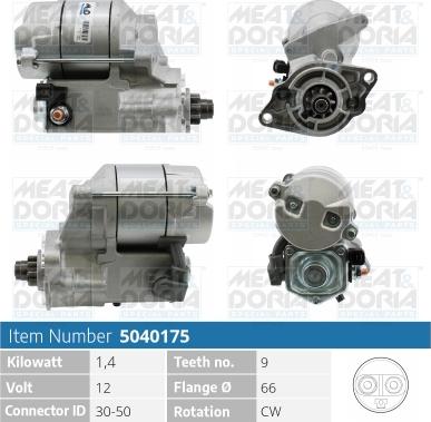 Meat & Doria 5040175 - Starter autospares.lv