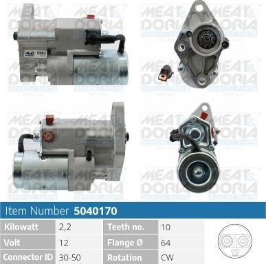 Meat & Doria 5040170 - Starter autospares.lv