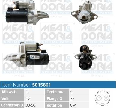 Meat & Doria 5015861 - Starter autospares.lv