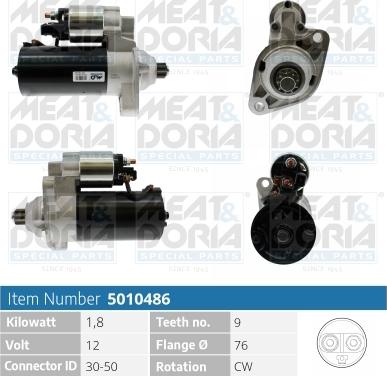 Meat & Doria 5010486 - Starter autospares.lv