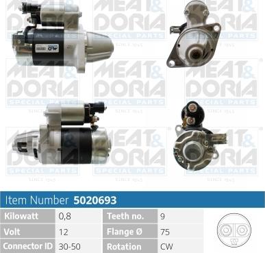 Meat & Doria 5020693 - Starter autospares.lv