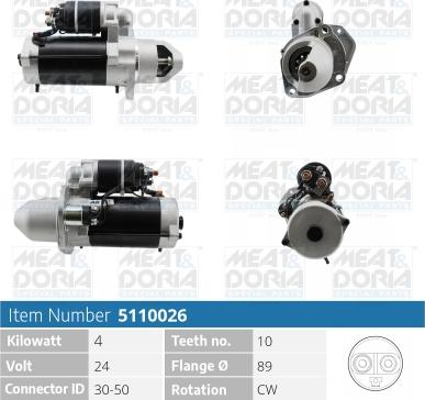 Meat & Doria 5110026 - Starter autospares.lv