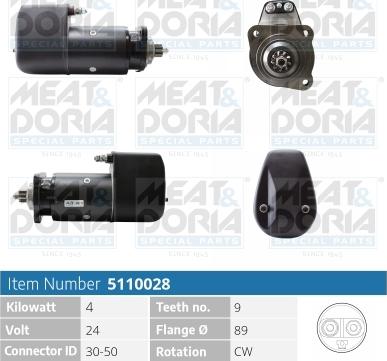 Meat & Doria 5110028 - Starter autospares.lv