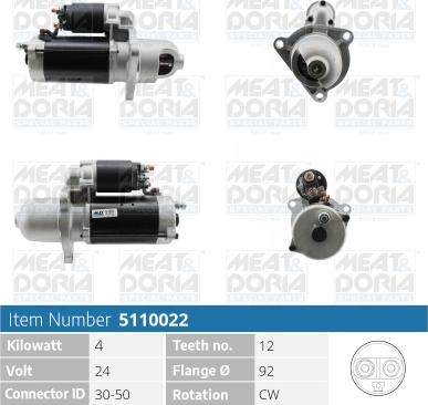 Meat & Doria 5110022 - Starter autospares.lv