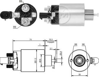 Messmer ZM5695 - Solenoid Switch, starter autospares.lv