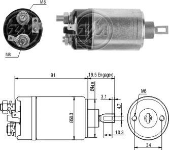 Messmer ZM521 - Solenoid Switch, starter autospares.lv