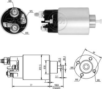 Messmer ZM6993 - Solenoid Switch, starter autospares.lv