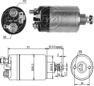 Messmer ZM626 - Solenoid Switch, starter autospares.lv