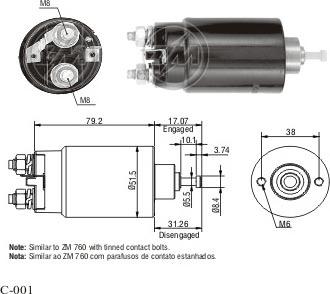 Messmer ZM1760 - Solenoid Switch, starter autospares.lv