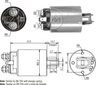 Messmer ZM1784 - Solenoid Switch, starter autospares.lv