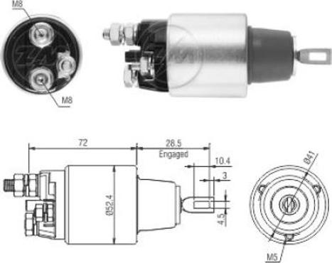 Messmer ZM3382 - Solenoid Switch, starter autospares.lv