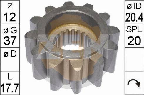 Messmer ZN9597 - Pinion, bendix, starter autospares.lv