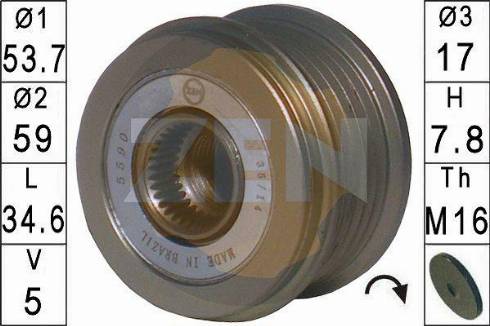 Messmer ZN5590 - Pulley, alternator, freewheel clutch autospares.lv