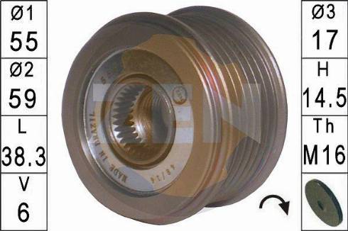 Messmer ZN5593 - Pulley, alternator, freewheel clutch autospares.lv