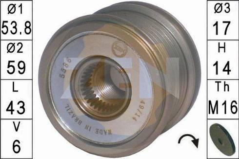 Messmer ZN5586 - Pulley, alternator, freewheel clutch autospares.lv