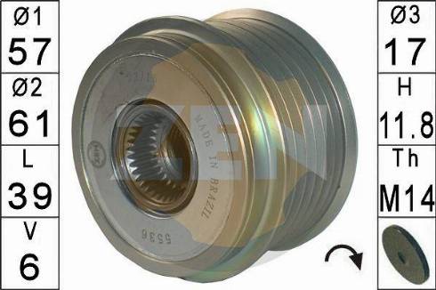 Messmer ZN5536 - Pulley, alternator, freewheel clutch autospares.lv