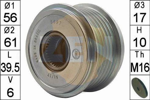 Messmer ZN5697 - Pulley, alternator, freewheel clutch autospares.lv