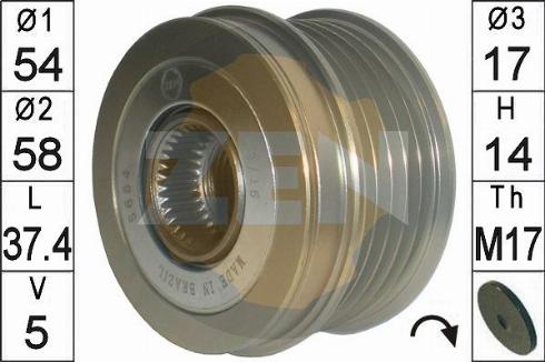 Messmer ZN5654 - Pulley, alternator, freewheel clutch autospares.lv