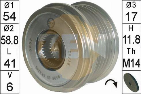 Messmer ZN5657 - Pulley, alternator, freewheel clutch autospares.lv