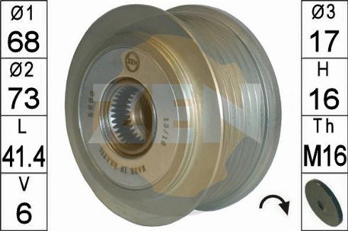 Messmer ZN5660 - Pulley, alternator, freewheel clutch autospares.lv