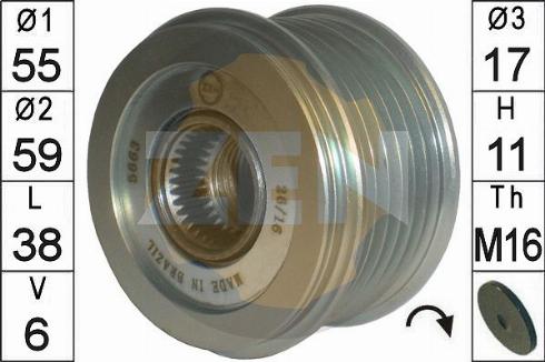 Messmer ZN5663 - Pulley, alternator, freewheel clutch autospares.lv