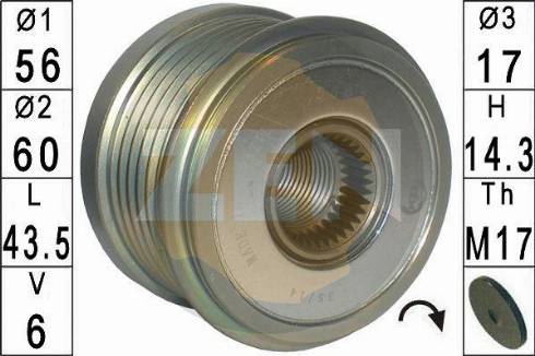 Messmer ZN5603 - Pulley, alternator, freewheel clutch autospares.lv