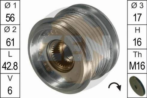 Messmer ZN5383 - Pulley, alternator, freewheel clutch autospares.lv